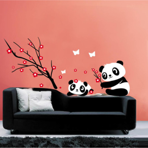Samolepka na zeď Hrající si pandy