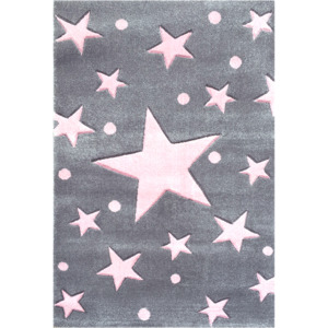 LIVONE Dětský koberec STARS stříbrná-šedá/růžová Varianta: 120x180 cm