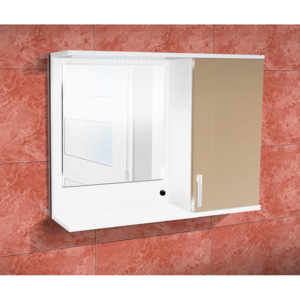 Nabytekmorava Koupelnová skříňka se zrcadlem K10 pravá barva skříňky: bílá 113, barva dvířek: káva lesk
