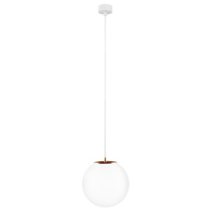 Bílé závěsné svítidlo s bílým kabelem a detailem v měděné barvě Sotto Luce Tsuri, ⌀ 25 cm