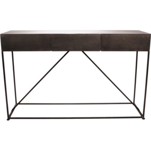 Danish Style Odkládací kovový stůl s 3 zásuvkami, 161,5 cm, industriální design Barva: černá
