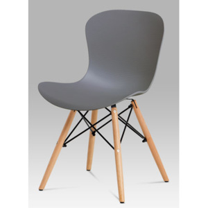 Autronic Jídelní židle, šedý vroubkovaný plast / natural AUGUSTA GREY