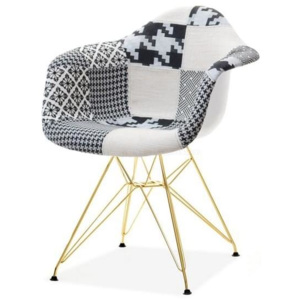 Jídelní židle-křeslo TAMPA patchwork-zlatá