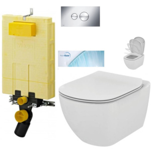 AKCE/SET/VIEGA - MONO modul WC čelní ovládání + ovládací tlačítko CHROM + WC TESI se sedátkem SoftClose, AquaBlade V606732CR TE1