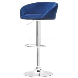 Barová židlička SETTE otočná, modrá-chrom