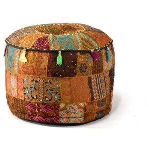 Taburet, Rajastan patchwork, kulatý, 45x36cm barevný