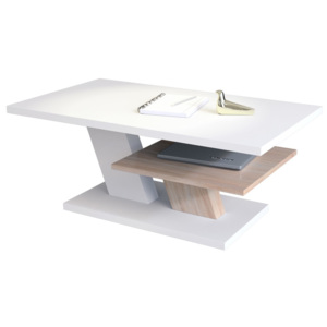 CLIFF MAT bílý + dub sonoma, konferenční stolek