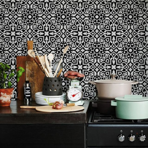 Kuchyňská tapeta zástěna KitchenWalls - CLASSIC TILE black /light grey