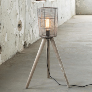 Designová stojací lampa pletený koš menší