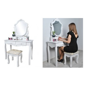 Malatec Malatec, 4648 Bílý toaletní stolek se zrcadlem a stoličkou