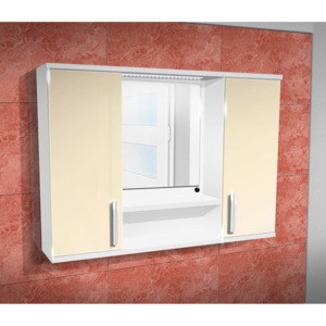 Nabytekmorava Závěsná koupelnová skříňka se zrcadlem K11 barva skříňky: bílá 113, barva dvířek: jasmín lesk