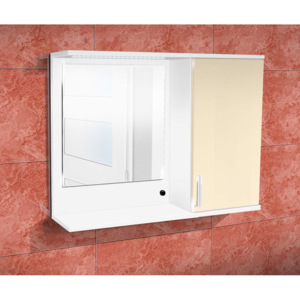 Nabytekmorava Koupelnová skříňka se zrcadlem K10 pravá barva skříňky: bílá 113, barva dvířek: jasmín lesk