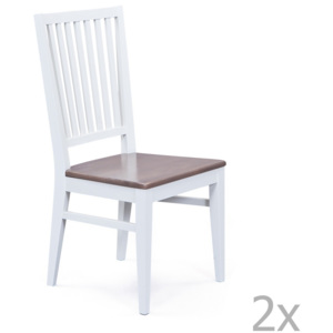 Sada 2 bílých jídelních židli z masivního bukového dřeva Interlink Cassala Duro