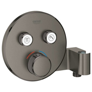 Grohe Grohtherm SmartControl - Termostatická sprchová podomítková baterie, 2 ventily, s držákem na sprchu, kartáčovaný Hard Graphite 29120AL0 - 5 let rozšířená záruka