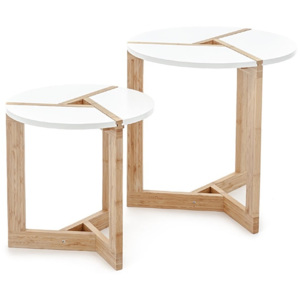 Tomasucci Set dvou stolků ve skandinávském stylu VARM Ø.50x51/Ø.40x41cm,bílý