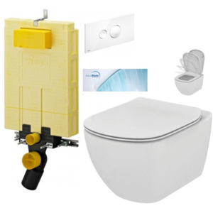 AKCE/SET/VIEGA - MONO modul WC čelní ovládání + ovládací tlačítko BÍLÉ + WC TESI se sedátkem SoftClose, AquaBlade V606732BI TE1