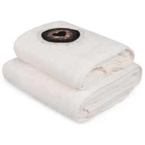 Set bílého ručníku a bílé osušky s barevným detailem Espérance