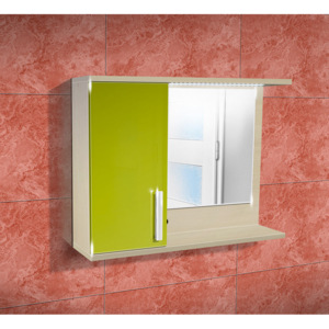 Nabytekmorava Koupelnová skříňka se zrcadlem K10 levá barva skříňky: akát, barva dvířek: lemon lesk