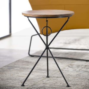 Skládací stolek z akáciového dřeva s ocelovými nožkami