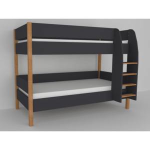 Patrová postel do dětského pokoje 200x90 buk masiv/černá