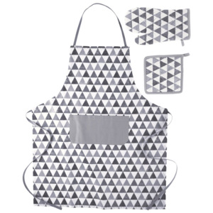 MERADISO® Kuchyňská souprava, 3 dílná (šedá/trojúhelníky)