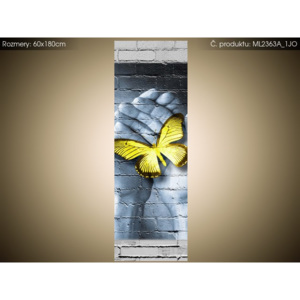 Magnetická fólie na ledničku Žlutý motýl v dlaních 60x180cm ML2363A_1JO
