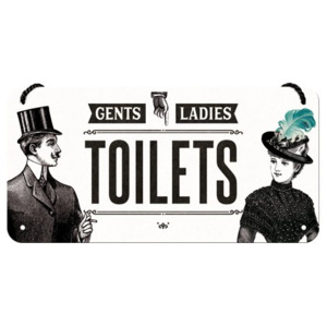 Plechová cedulka na dveře závěsná WC Gents and Ladies Toilets