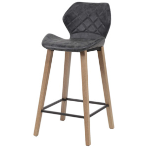 Barová židle s dřevěnýma nohama černá