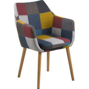 Design Scandinavia Konferenční / jídelní židle s područkami Marte, patchwork Barva: vícebarevná