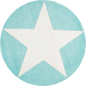LIVONE Dětský kulatý koberec STAR mátovo-bílý Varianta: 160cm