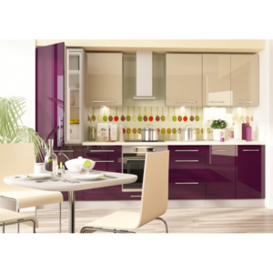 Kuchyň PLATINUM 300 cm violet/vanilia lesk