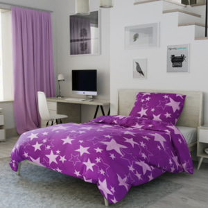 Bavlněné povlečení Star fialová Standardní: Povlečení na peřinu s polštářem 70 x 90; 140 x 200 cm
