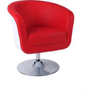 Mørtens Furniture Moderní křeslo otočné, bílá/červená, ekokůže, chromovaná podnož, elegantní design Barva: bílá / červená