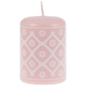 Malá svíčka Unipar Flower Glow Pink Pillar - růžová barva 50x70