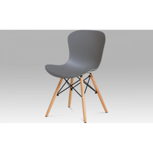 Jídelní židle, šedý vroubkovaný plast / natural