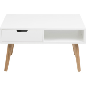 Design Scandinavia Konferenční stolek se zásuvkou Marika, 80 cm Barva: bílá / dub