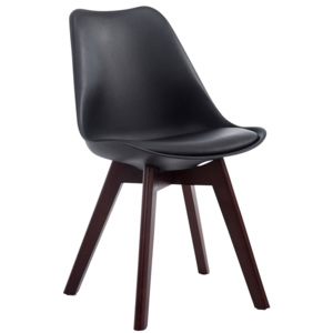 Židle Borne V2 plast / koženka, dřevené nohy ořech