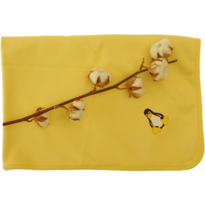 Kaarsgaren Dětská deka letní 90x90 cm žlutá s tučňákem, 100% Biobavlna