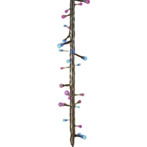 LED světelný řetěz – kuličky, 4m, modrá/růžová, časovač