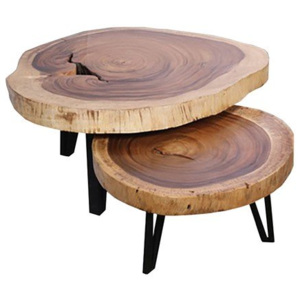 Oválný kávový stolek Natural Wood, 68x68x36 cm