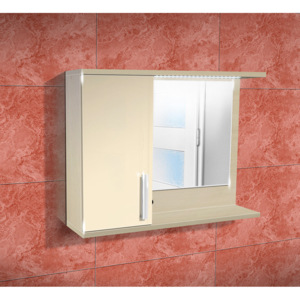 Nabytekmorava Koupelnová skříňka se zrcadlem K10 levá barva skříňky: akát, barva dvířek: jasmín lesk