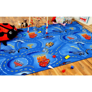 Dětský koberec 100x150 cm CARS modrý