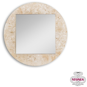 Stones Zrcadlo ROUND FOSSIL 47x47x3,5cm,krémové