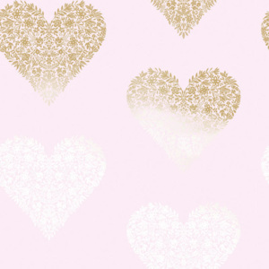 Tapeta Holden Floral Heart růžovo-zlatá 0,53x10,05 m