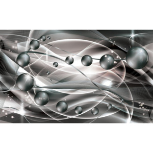 Fototapeta vliesová: Lesklá abstrakce (šedivá) - 184x254 cm