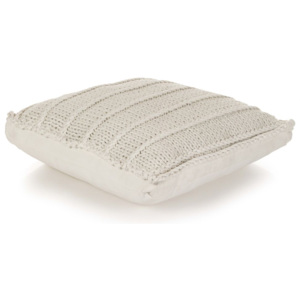 Čtvercový pletený bavlněný polštář na podlahu 60 x 60 cm bílý