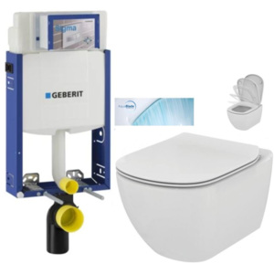 AKCE/SET/GEBERIT - Kombifix KOMBIFIX ECO pro závěsné WC, nádržka UP 320 bez Ovládací desky + WC TESI se sedátkem SoftClose, AquaBlade 110.302.00.5 TE1