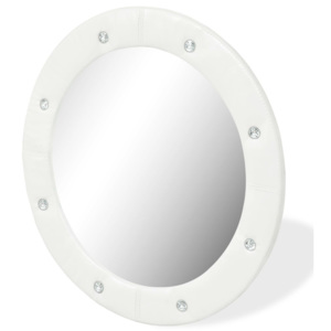 Nástěnné zrcadlo z umělé kůže 60 cm lesklé bílé
