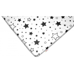 Bavlněné prostěradlo 60x120cm - Černé hvězdy a hvězdičky - bílé
