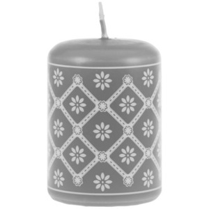 Malá svíčka Unipar Flower Glow Grey Pillar - šedá barva 50x70